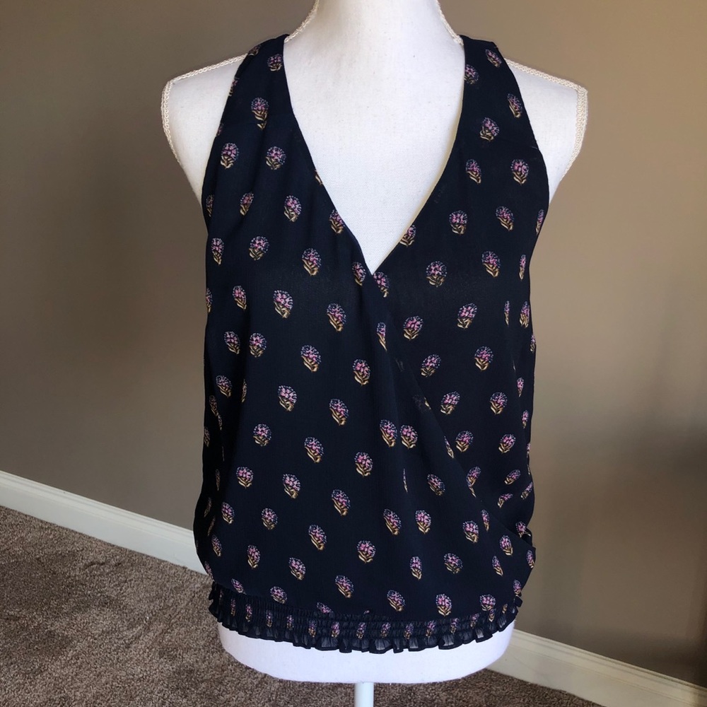 Lucky Brand Navy Floral Racerback Boho Summer Tank